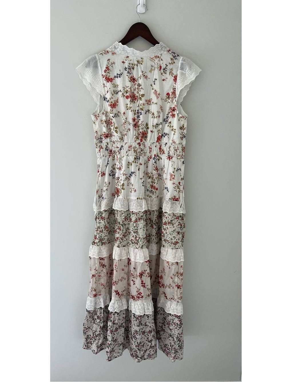 NWT By Anthropologie Peregrine Tiered Deco Midi Dress Floral Lace Cotton - Picture 8 of 8